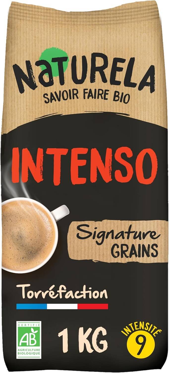 NATURELA - Café Grains Bio - Intenso - Arabica et Robusta- 400 paquets